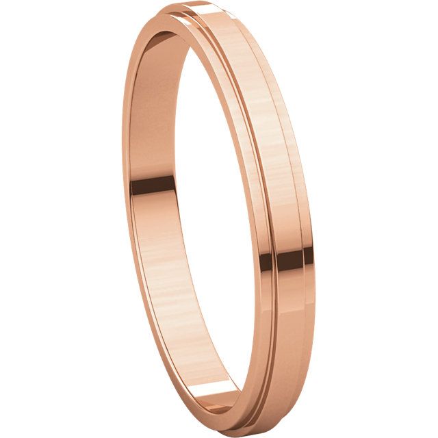 Flat Edge Wedding Band 3mm (14K Rose Gold)