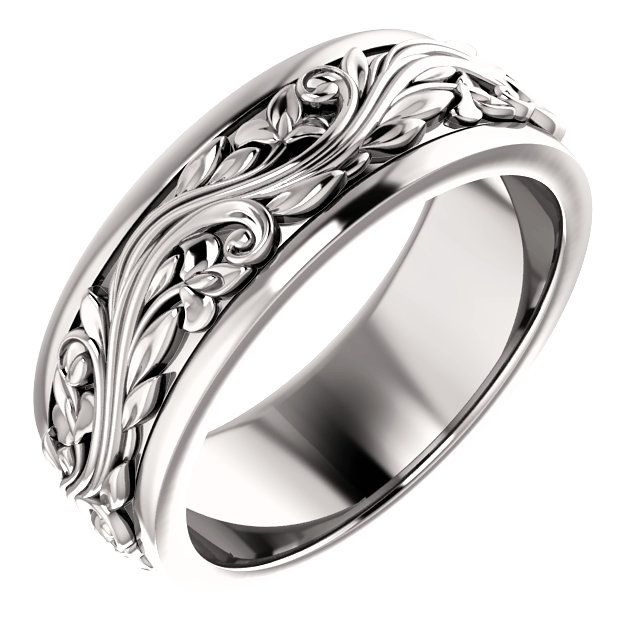 Mens 14k White Gold Wedding Band Daniel William Diamonds