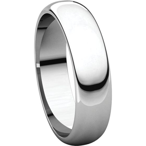 Traditional Half Round Wedding Band 5mm (18K White Gold)
