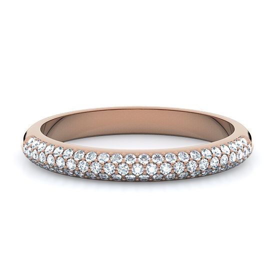 Three Row Micro-Pave Diamond Ring (14K Rose Gold)