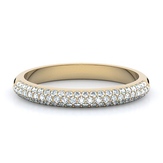 Three Row Micro-Pave Diamond Ring (18K Yellow Gold)