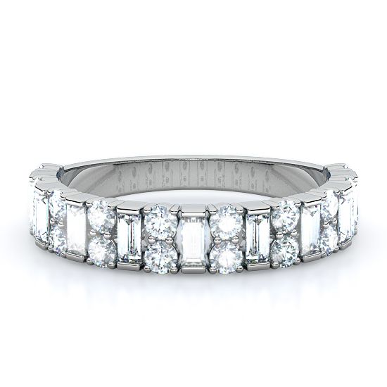 Two Row Rounds and Baguette Diamond Ring (Platinum)