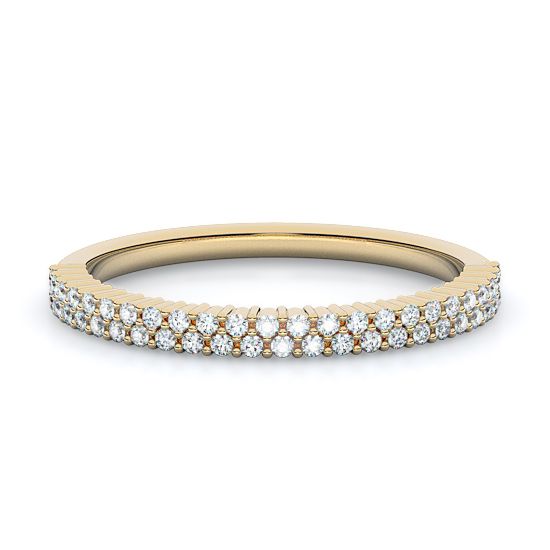 Double Row Pave Diamond Ring (18K Yellow Gold)