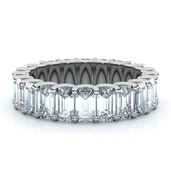 U-Shaped Emerald Cut Diamond Eternity Band (5.50 Ctw.) (18K White Gold)