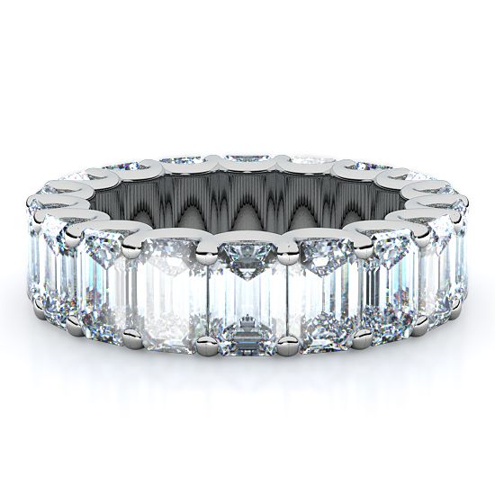 U-Shaped Emerald Cut Diamond Eternity Band (9.00 Ctw.) (18K White Gold)
