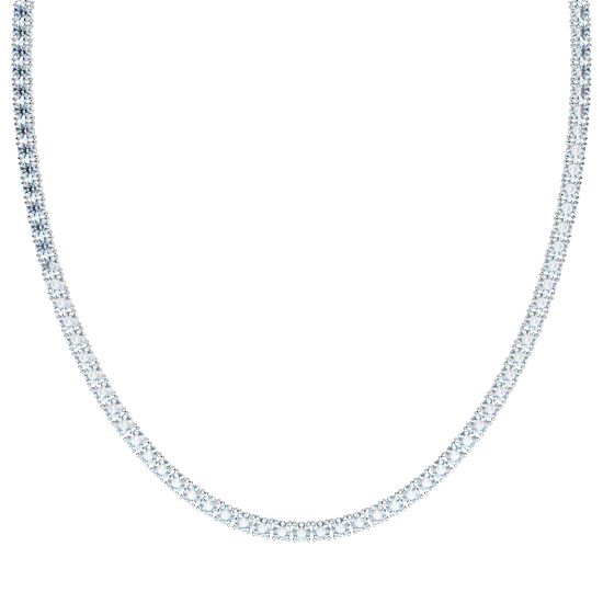 Riviera Four Prong Round Diamond Tennis Necklace 8.76-25 Ctw. (18K White Gold)