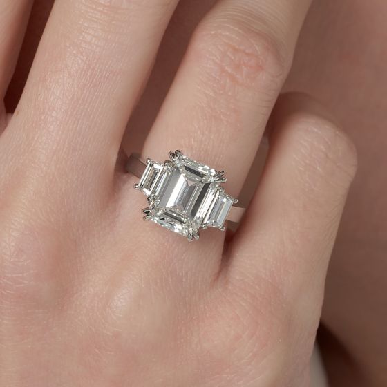 Emerald Cut Trapezoid Side Stone Ring 