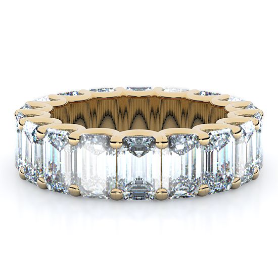 U-Shaped Emerald Cut Diamond Eternity Band (9.00 Ctw.) (18K Yellow Gold)