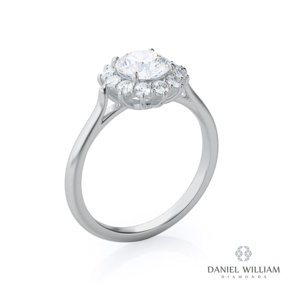 Halo Antique Diamond Engagement Ring (14K White Gold)