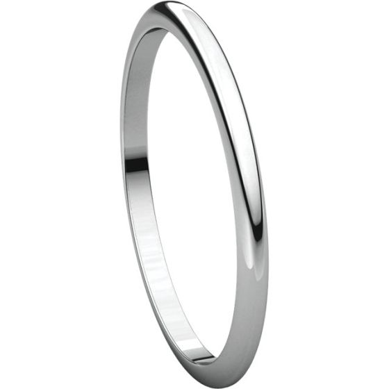 Traditional Half Round Wedding Band 1.5mm (18K White Gold)