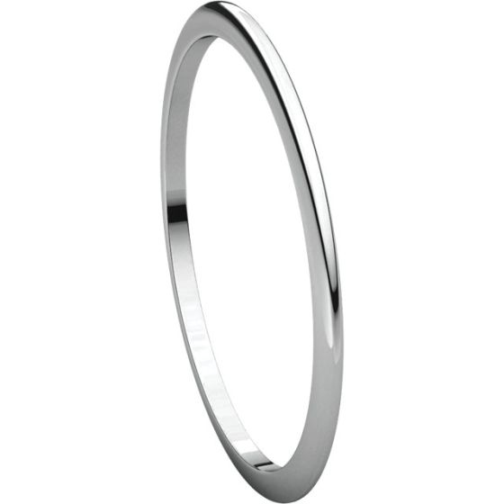Traditional Half Round Wedding Band 1mm (18K White Gold)