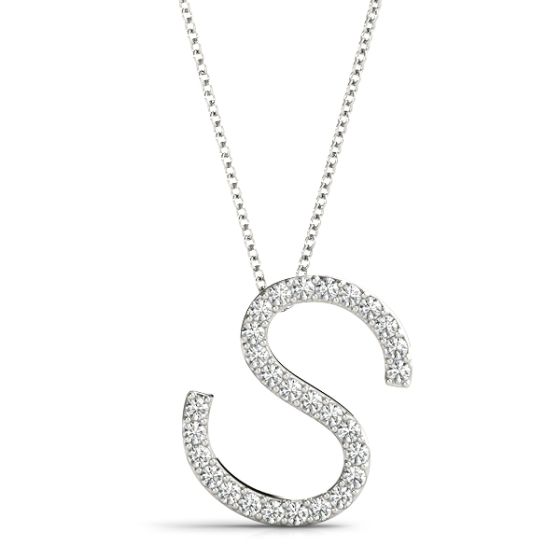 Letter ''S'' Pendant - 18K White Gold