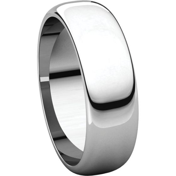 Traditional Half Round Wedding Band 6mm (18K White Gold)