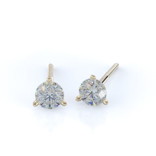  Round Three Prong Martini Diamond Stud Earrings - 0.50 Ctw. (14K Yellow Gold)