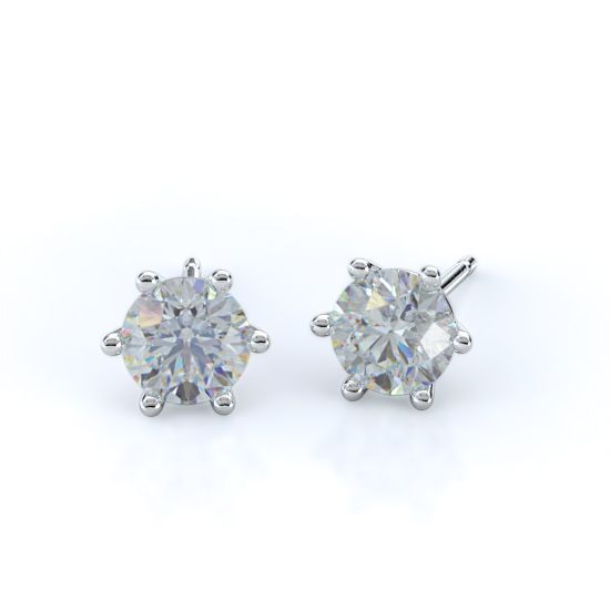 Round Six Prong Diamond Stud Earrings - 0.75 Ctw. (18K White Gold)