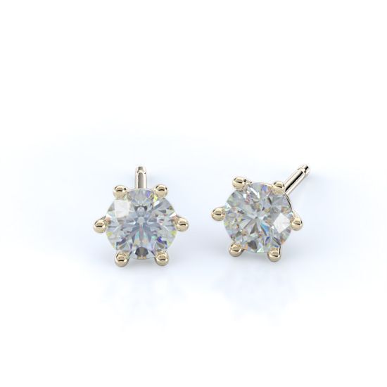 Round Six Prong Diamond Stud Earrings - 0.50 Ctw. (14K Yellow Gold)