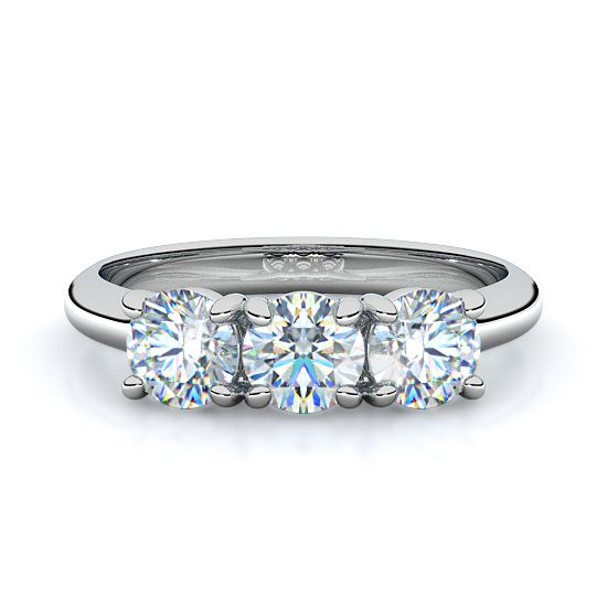 Three Stone Trellis Round Diamond Anniversary Ring (1.20 - 1.50 Ctw.) (18K White Gold)