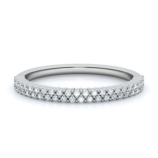 Double Row Pave Diamond Ring (14K White Gold)