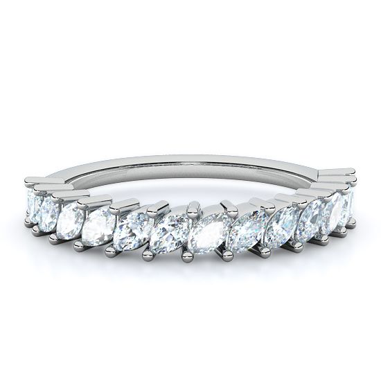 Tilted Marquise Diamond Ring (14K White Gold)