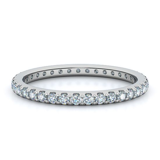 French Set Diamond Eternity Band (0.50 - 0.90 Ctw.) (18K White Gold)
