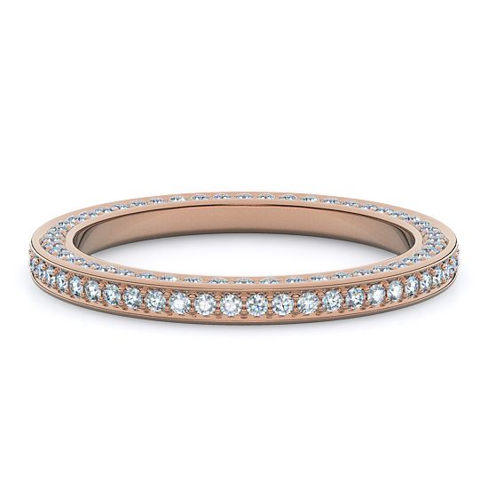 Three-Side Pave Diamond Eternity Band (18K Rose Gold)