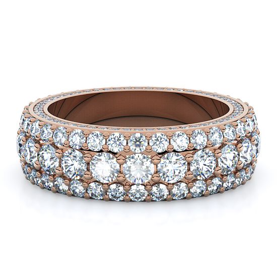 Three Row Pave Sides Full Eternity Mens Diamond Band (18K Rose Gold)