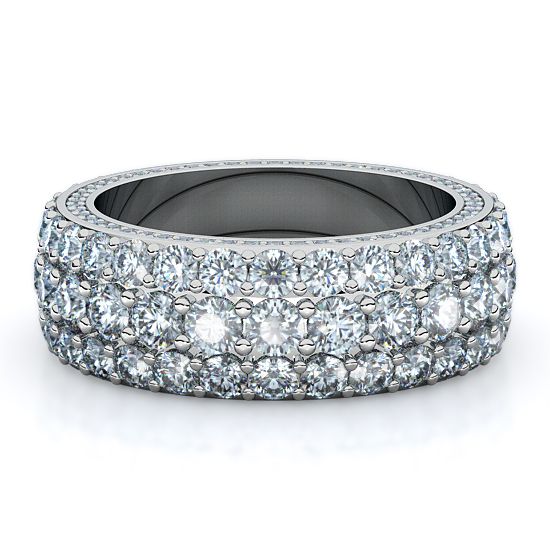 Three Row Cluster Full Eternity Mens Diamond Band (Platinum)