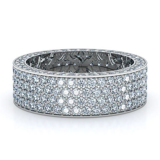 Four Row Pave Full Eternity Men's Diamond Ring (Platinum)
