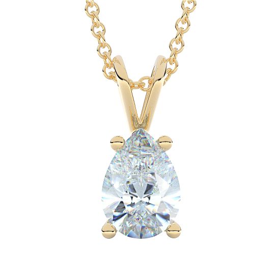 Pear Four Prong Solitaire Diamond Pendant 0.25 - 0.75 Ctw. (18K Yellow Gold)