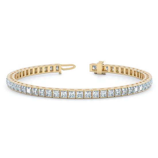 Channel Set Princess Cut Diamond Tennis Bracelet (18K Yellow Gold)