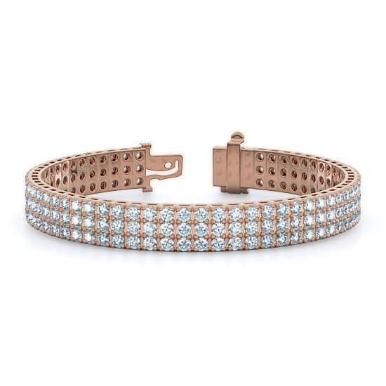 Three Row Rounds Diamond Tennis Bracelet 3.38-9.72 Ctw. (18K Rose Gold)