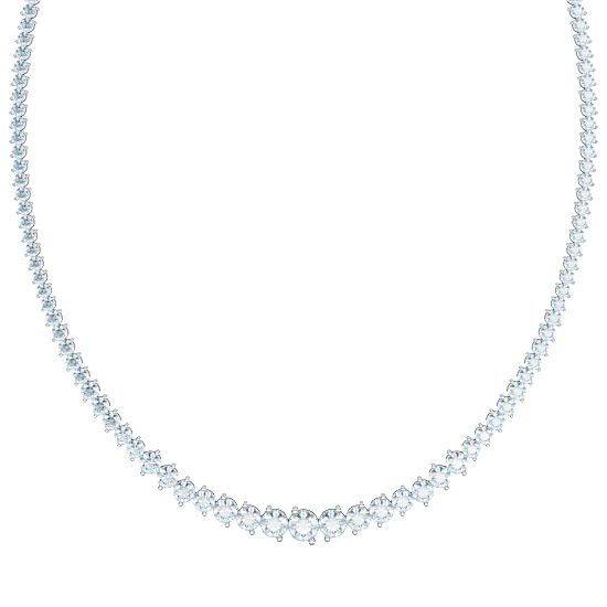 Two Prong Graduated Diamond Strand Necklace 8.20-15.15 Ctw. (18K White Gold)