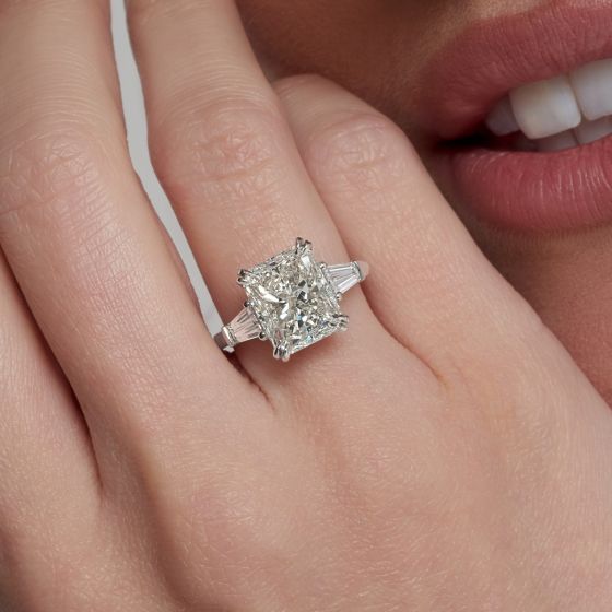Radiant Cut Tapered Baguette Side Stone Ring