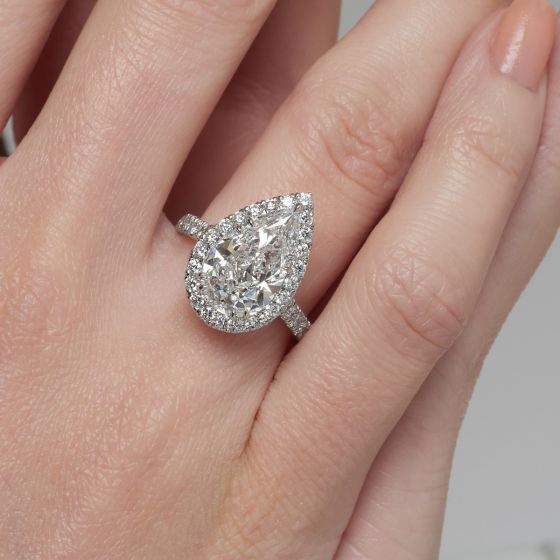 Pear Shaped Diamond Pave Halo Ring