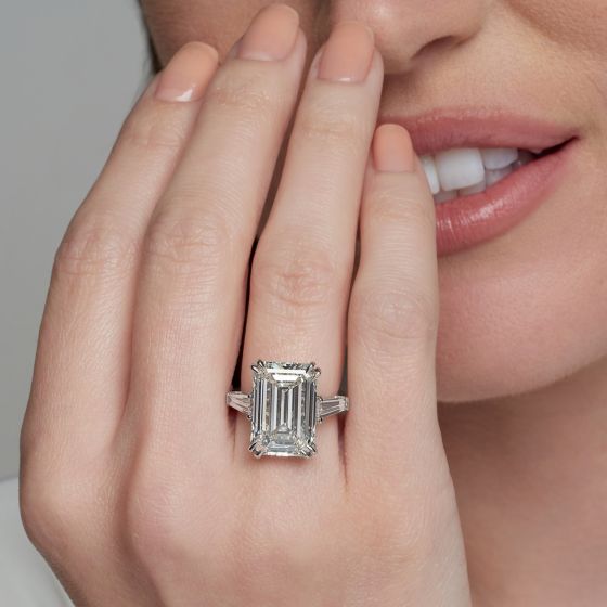 Emerald Cut Tapered Baguette Side Stone Ring