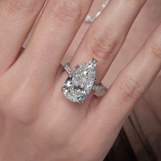 Pear Shaped Diamond Pave Under-Halo Ring