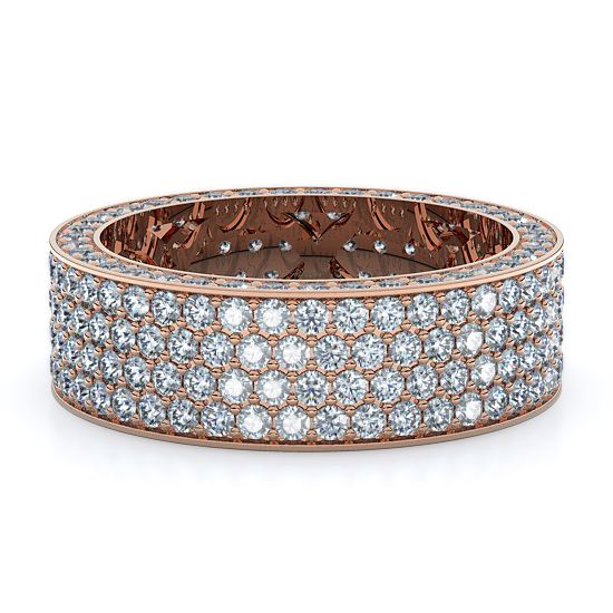 Four Row Pave Full Eternity Men's Diamond Ring (14K Rose Gold)