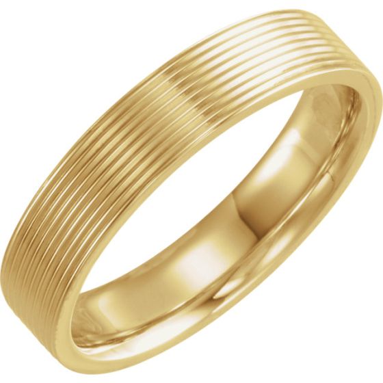 Ridged Resign Wedding Band (14K Yellow Gold)