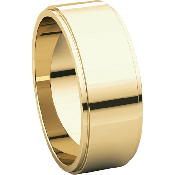 Flat Edge Wedding Band 7mm (14K Yellow Gold)