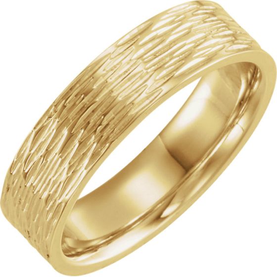 Horizontal Patterned Design Wedding Band (14K Yellow Gold)