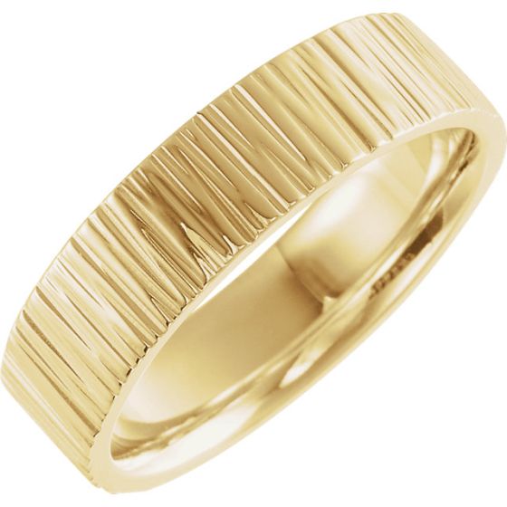 Vertical Patterned Design Wedding Band (14K Yellow Gold)