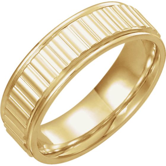 Vertical Ridged Design Wedding Band (18K White Gold)